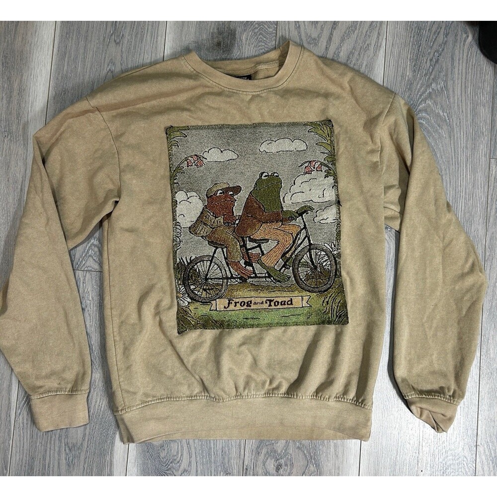 Frog and Toad Best Friends Beige Long Sleeve Vintage Sweat Shirt Medium Tapestry